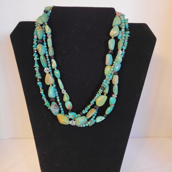 Silpada Turquoise Beaded Stranded Choker Necklace Silver - Picture 3 of 9